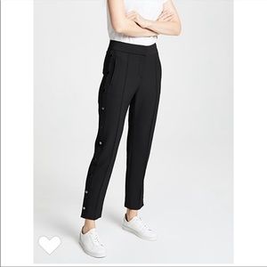 NWT Veronica Beard Irving Side Snap Black Pant Sz 0 straight leg